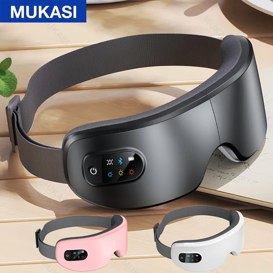 MUKASI Eye Massager with Vibration Bluetooth Music, Smart Massage Eye Mask for Eye Relax, Reduce Eye Strain, Improve Sleep